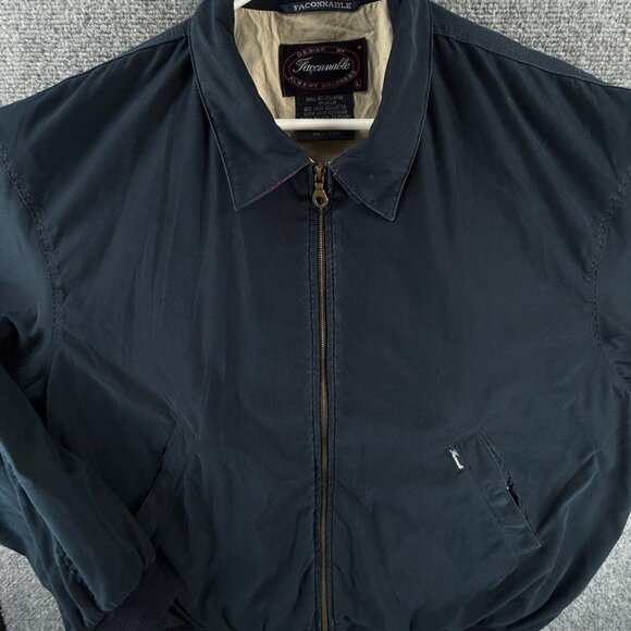 Faconnable Microfiber Jacket Blue Full Zip Harrington Large Lined Pockets Adult - Picture 1 of 16
